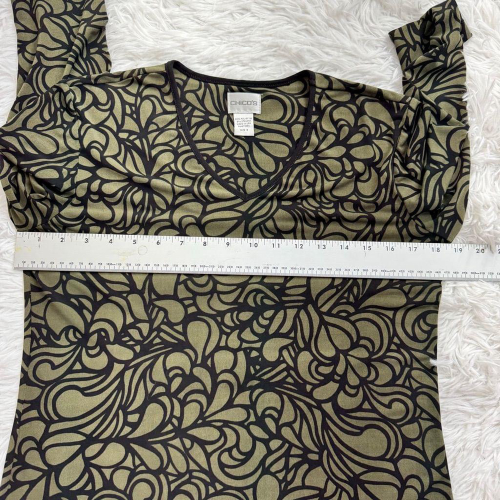 Chico's Gray Floral V-Neck Blouse Made in USA Size S - Picture 4 of 9